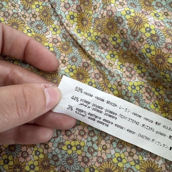 Zara Dress Womens Small Yellow Floral Puff Sleeve V Neck Mini Spring Summer Boho - Picture 4 of 8